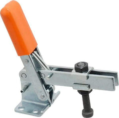 Lapeer - 100 Lb Holding Capacity, Vertical Handle, Manual Hold Down Toggle Clamp - 63° Handle Movement, 95° Bar Opening, U-Bar, Flanged Base, Carbon Steel - Apex Tool & Supply