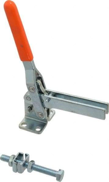 Lapeer - 200 Lb Holding Capacity, Vertical Handle, Manual Hold Down Toggle Clamp - 60° Handle Movement, 110° Bar Opening, U-Bar, Flanged Base, Carbon Steel - Apex Tool & Supply
