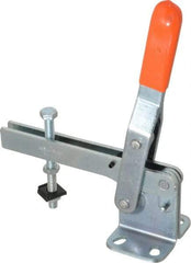 Lapeer - 400 Lb Holding Capacity, Vertical Handle, Manual Hold Down Toggle Clamp - 60° Handle Movement, 100° Bar Opening, U-Bar, Flanged Base, Carbon Steel - Apex Tool & Supply