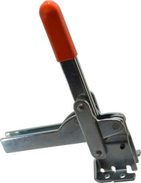 Lapeer - 800 Lb Holding Capacity, Vertical Handle, Manual Hold Down Toggle Clamp - 150° Handle Movement, 115° Bar Opening, U-Bar, Flanged Base, Carbon Steel - Apex Tool & Supply
