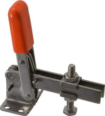 Lapeer - 100 Lb Holding Capacity, Vertical Handle, Manual Hold Down Toggle Clamp - 63° Handle Movement, 95° Bar Opening, U-Bar, Flanged Base, Stainless Steel - Apex Tool & Supply