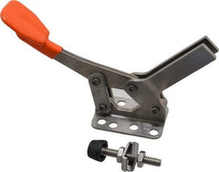 Lapeer - 400 Lb Holding Capacity, Horizontal Handle, Manual Hold Down Toggle Clamp - 85° Handle Movement, 95° Bar Opening, U-Bar, Flanged Base, Stainless Steel - Apex Tool & Supply