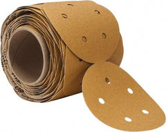3M - 5" Diam, 80 Grit Aluminum Oxide Adhesive PSA Disc - Medium Grade, Gold, F Weighted Backing, Flexible, Use with Random Orbital Sanders - Apex Tool & Supply