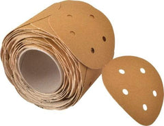 3M - 5" Diam, 60 Grit Aluminum Oxide Adhesive PSA Disc - Medium Grade, Gold, F Weighted Backing, Flexible, Use with Random Orbital Sanders - Apex Tool & Supply