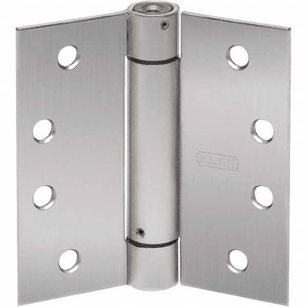 Stanley - 4-1/2" Long x 4-1/2" Wide Grade 1 304 Stainless Steel Full Mortise Spring Commercial Hinge - Apex Tool & Supply