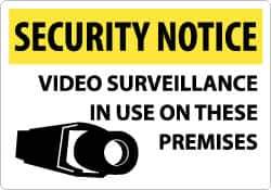 NMC - "Security Notice - Video Surveillance in Use on These Premises", 14" Long x 20" Wide, Rigid Plastic Safety Sign - Rectangle, 0.05" Thick, Use for Security & Admittance - Apex Tool & Supply