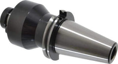Parlec - CAT50 Taper Shank 1-1/2" Pilot Diam Shell Mill Holder - 4" Flange to Nose End Projection, 3-3/4" Nose Diam, 3/4-16 Lock Screw - Exact Industrial Supply