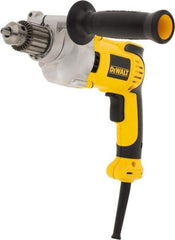 DeWALT - 1/2" Keyed Chuck, 0 to 1,250 RPM, Pistol Grip Handle Electric Drill - 10 Amps, Reversible, Includes 360° Locking Side Handle with Soft Grip & Chuck Key with Holder - Apex Tool & Supply