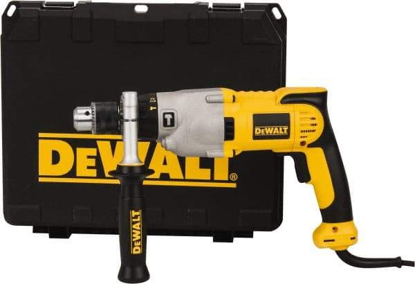 DeWALT - 120 Volt 1/2" Keyed Chuck Electric Hammer Drill - 0 to 56,000 BPM, 0 to 1,200 & 0 to 3,500 RPM, Reversible - Apex Tool & Supply