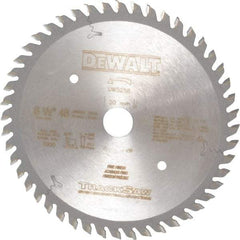 DeWALT - 6-1/2" Diam, 20mm Arbor Hole Diam, 48 Tooth Wet & Dry Cut Saw Blade - Carbide-Tipped, Crosscutting, Mitering, Ripping, Truing Action, Standard Round Arbor - Apex Tool & Supply