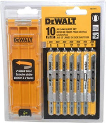 DeWALT - 10 Piece, 3" to 4" Long, 6 to 18 Teeth per Inch, Bi-Metal and High Carbon Steel Jig Saw Blade Set - T-Shank - Apex Tool & Supply