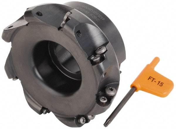 Kennametal - 101.6mm Cut Diam, 6mm Max Depth, 1-1/4" Arbor Hole, 8 Inserts, RD.. 12T3... Insert Style, Indexable Copy Face Mill - KDM400 Cutter Style, 50.04mm High, Series KDM - Apex Tool & Supply