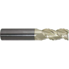 ProMax - 9/32" Diam, 1/2" LOC, 3 Flute Solid Carbide Roughing & Finishing Corner Radius End Mill - ZrN Finish, 2-1/2" OAL, 5/16" Shank Diam, Straight Shank, 40° Helix, Centercutting, Stub Length - Apex Tool & Supply
