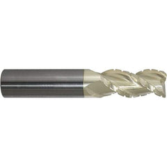 ProMax - 5/8" Diam, 1-1/4" LOC, 3 Flute Solid Carbide Roughing & Finishing Corner Radius End Mill - ZrN Finish, 3-1/2" OAL, 5/8" Shank Diam, Weldon Shank, 40° Helix, Centercutting, Regular Length - Apex Tool & Supply