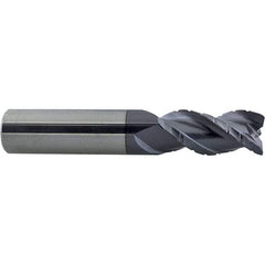 ProMax - 1/2" Diam, 2" LOC, 3 Flute Solid Carbide Roughing & Finishing Corner Radius End Mill - AlTiN Finish, 4" OAL, 1/2" Shank Diam, Weldon Shank, 40° Helix, Centercutting - Apex Tool & Supply