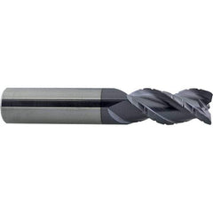 ProMax - 5/8" Diam, 7/8" LOC, 3 Flute Solid Carbide Roughing & Finishing Corner Radius End Mill - AlTiN Finish, 3" OAL, 5/8" Shank Diam, Weldon Shank, 40° Helix, Centercutting - Apex Tool & Supply