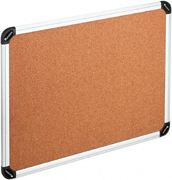 UNIVERSAL - 48" Wide x 36" High Open Cork Bulletin Board - Natural Cork, Silver Frame - Apex Tool & Supply