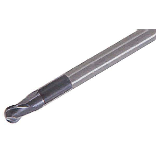 Iscar - 7mm Diam, 7mm LOC, 2 Flute Solid Carbide Ball End Mill - TiAlN Finish, Single End, 90mm OAL, 8mm Shank Diam, Spiral Flute - Apex Tool & Supply