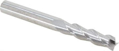 SGS - 3/8", 1-1/2" LOC, 3/8" Shank Diam, 3-1/2" OAL, 3 Flute, Solid Carbide Square End Mill - Single End, Uncoated, Spiral Flute, 38° Helix, Right Hand Cut, Right Hand Flute, Series 43 - Apex Tool & Supply