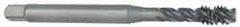 OSG - 1-1/8 - 7 UNC 4 Flute 2B Modified Bottoming Spiral Flute Tap - Vanadium High Speed Steel, Oxide Finish, 180mm OAL, Right Hand Flute, Right Hand Thread - Apex Tool & Supply