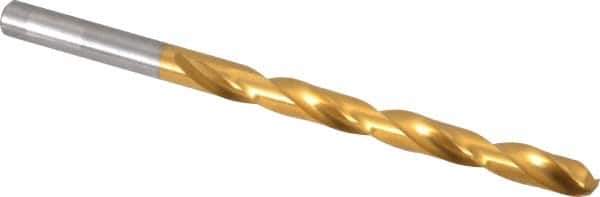 Chicago-Latrobe - Letter B 135° High Speed Steel Jobber Drill - TiN Finish, Right Hand Cut, Spiral Flute, Straight Shank, 4" OAL, Split Point - Apex Tool & Supply