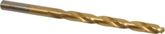 Chicago-Latrobe - Letter F 135° High Speed Steel Jobber Drill - TiN Finish, Right Hand Cut, Spiral Flute, Straight Shank, 4-1/8" OAL, Split Point - Apex Tool & Supply