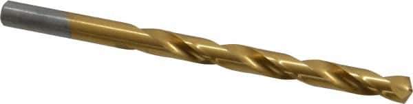 Chicago-Latrobe - Letter H 135° High Speed Steel Jobber Drill - TiN Finish, Right Hand Cut, Spiral Flute, Straight Shank, 4-1/8" OAL, Split Point - Apex Tool & Supply