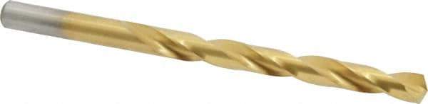 Chicago-Latrobe - Letter J 135° High Speed Steel Jobber Drill - TiN Finish, Right Hand Cut, Spiral Flute, Straight Shank, 4-1/8" OAL, Split Point - Apex Tool & Supply