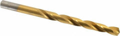 Chicago-Latrobe - Letter L 135° High Speed Steel Jobber Drill - TiN Finish, Right Hand Cut, Spiral Flute, Straight Shank, 4-1/4" OAL, Split Point - Apex Tool & Supply