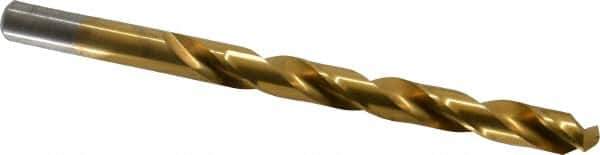 Chicago-Latrobe - Letter Q 135° High Speed Steel Jobber Drill - TiN Finish, Right Hand Cut, Spiral Flute, Straight Shank, 4-3/4" OAL, Split Point - Apex Tool & Supply