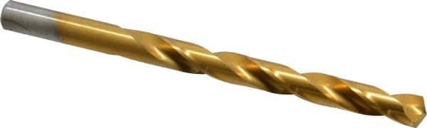 Chicago-Latrobe - Letter R 135° High Speed Steel Jobber Drill - TiN Finish, Right Hand Cut, Spiral Flute, Straight Shank, 4-3/4" OAL, Split Point - Apex Tool & Supply