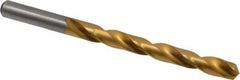 Chicago-Latrobe - Letter T 135° High Speed Steel Jobber Drill - TiN Finish, Right Hand Cut, Spiral Flute, Straight Shank, 4-7/8" OAL, Split Point - Apex Tool & Supply