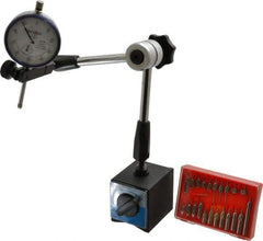 Teclock - 0.001" Graduation, 0-100 Dial Reading, Indicator & Base Kit - 2" Base Length x 2-1/4" Base Width x 2-1/4" Base Height - Apex Tool & Supply
