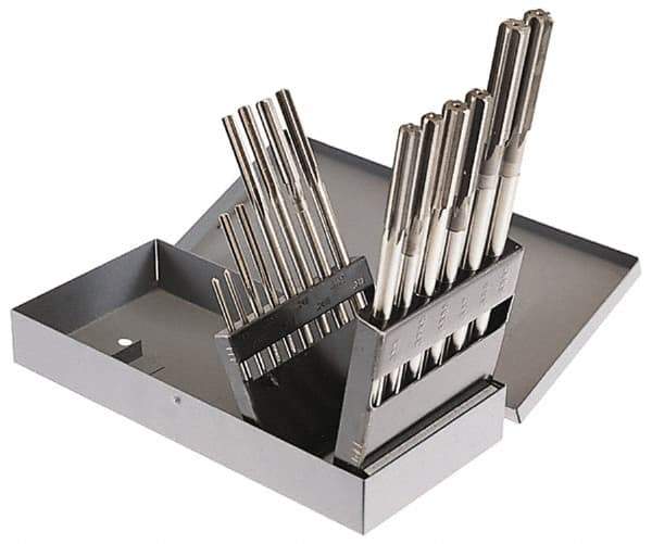 Made in USA - 0.123" to 0.4995", Chucking Reamer Set - Straight Flute, Right Hand Cut, 14 Pieces - Apex Tool & Supply