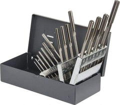 Made in USA - 1/16" to 1/2", Chucking Reamer Set - Straight Flute, Right Hand Cut, 15 Pieces - Apex Tool & Supply