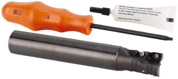 Kennametal - 26mm Cut Diam, 28mm Max Depth of Cut, 25mm Shank Diam, 95mm OAL, Indexable Square Shoulder Helical End Mill - GOMT 13T3.., JOMT 13T3.. Inserts, Weldon Shank, 0° Lead Angle, Series KDMR - Apex Tool & Supply