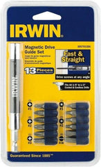 Irwin - 13 Piece, 1/4" Drive Screwdriver Drive Guide - #1 to #3 Phillips, 0.05 to 1/4" Hex, 1.27 to 10mm Hex, #1 & #2 Square Recess - Apex Tool & Supply