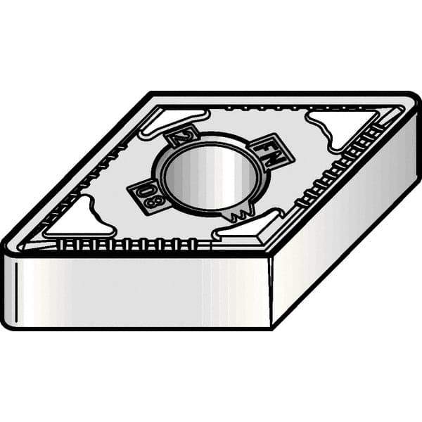 Kennametal - DNMG432 FN Grade KCP10B Carbide Turning Insert - TiCN/Al2O3/TiOCN Finish, 55° Diamond, 1/2" Inscr Circle, 3/16" Thick, 1/32" Corner Radius - Apex Tool & Supply