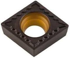 Kennametal - CCMT32.51 UF Grade KCP25 Carbide Turning Insert - TiCN/Al2O3 Finish, 80° Diamond, 3/8" Inscr Circle, 5/32" Thick, 1/64" Corner Radius - Apex Tool & Supply