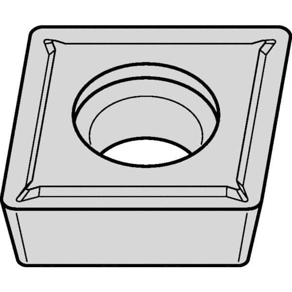 Kennametal - CPMT32.51 LF Grade KCP30 Carbide Turning Insert - TiN/TiCN/Al2O3 Finish, 80° Diamond, 3/8" Inscr Circle, 5/32" Thick, 1/64" Corner Radius - Apex Tool & Supply