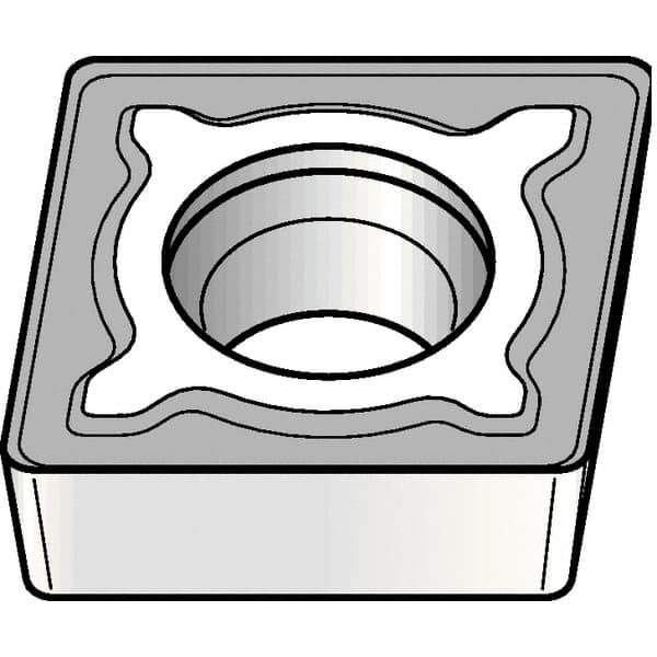Kennametal - CCMT21.51 MF Grade KCP10B Carbide Turning Insert - TiOCN Finish, 80° Diamond, 1/4" Inscr Circle, 3/32" Thick, 1/64" Corner Radius - Apex Tool & Supply
