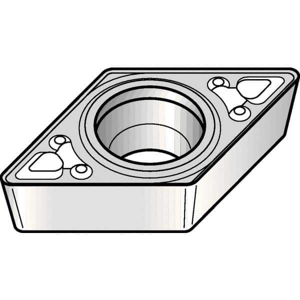 Kennametal - DCMT32.53 MF Grade KCK20B Carbide Turning Insert - TiOCN Finish, 55° Diamond, 3/8" Inscr Circle, 5/32" Thick, 3/64" Corner Radius - Apex Tool & Supply