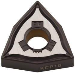 Kennametal - WNMG431 FF Grade KCP10 Carbide Turning Insert - TiCN/Al2O3 Finish, 80° Trigon, 1/2" Inscr Circle, 3/16" Thick, 1/64" Corner Radius - Apex Tool & Supply