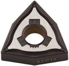 Kennametal - WNMG431 FF Grade KCP10 Carbide Turning Insert - TiCN/Al2O3 Finish, 80° Trigon, 1/2" Inscr Circle, 3/16" Thick, 1/64" Corner Radius - Apex Tool & Supply