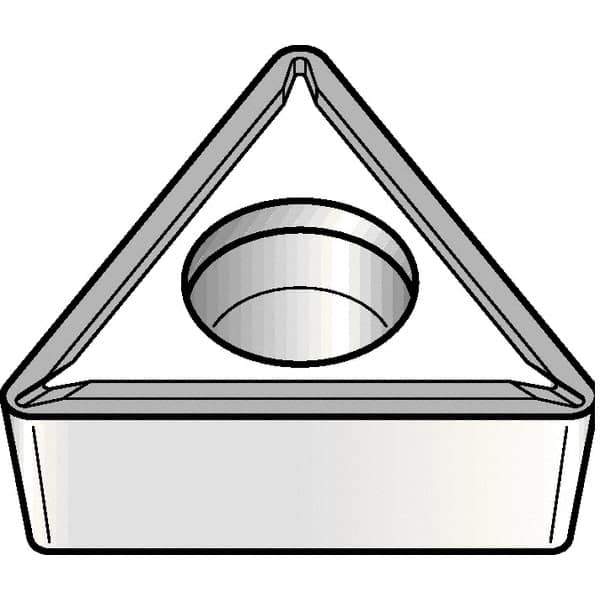 Kennametal - TPMT21.51 LF Grade KCP10B Carbide Turning Insert - TiOCN Finish, 60° Triangle, 1/4" Inscr Circle, 3/32" Thick, 1/64" Corner Radius - Apex Tool & Supply