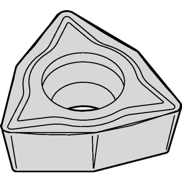 Kennametal - WPMT32.51 LF Grade KCM15B Carbide Turning Insert - TiOCN Finish, 80° Trigon, 3/8" Inscr Circle, 5/32" Thick, 1/64" Corner Radius - Apex Tool & Supply