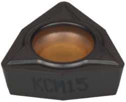 Kennametal - WPMT32.52 LF Grade KCM15 Carbide Turning Insert - TiCN/Al2O3 Finish, 80° Trigon, 3/8" Inscr Circle, 5/32" Thick, 1/32" Corner Radius - Apex Tool & Supply