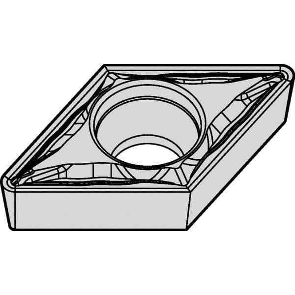 Kennametal - DCMT32.52 FP Grade KCM15 Carbide Turning Insert - TiCN/Al2O3 Finish, 55° Diamond, 3/8" Inscr Circle, 5/32" Thick, 1/32" Corner Radius - Apex Tool & Supply