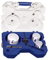 Lenox - 7 Piece, 2-1/8" to 3-5/8" Saw Diam, Hard Wood Hole Saw Kit - High Speed Steel, Toothed Edge, Includes 3 Hole Saws - Apex Tool & Supply