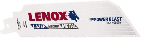 Lenox - 6" Long x 1" Thick, Bi-Metal Reciprocating Saw Blade - Straight Profile, 18 TPI, Toothed Edge - Apex Tool & Supply